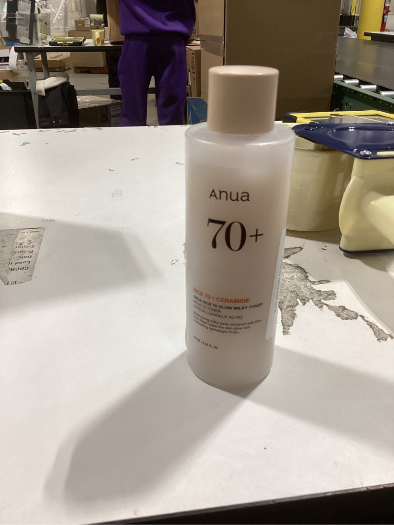 Condition photo showing Good Condition for ANUA Rice 70 Glow Milky Toner, for Glass Skin, Rice Water, Niacinamide, Ceramides, Panthenol, Fragrance-Free, Non comedogenic, Fungal Acne Safe, Korean Skin Care, 250ml/8.45fl.oz.