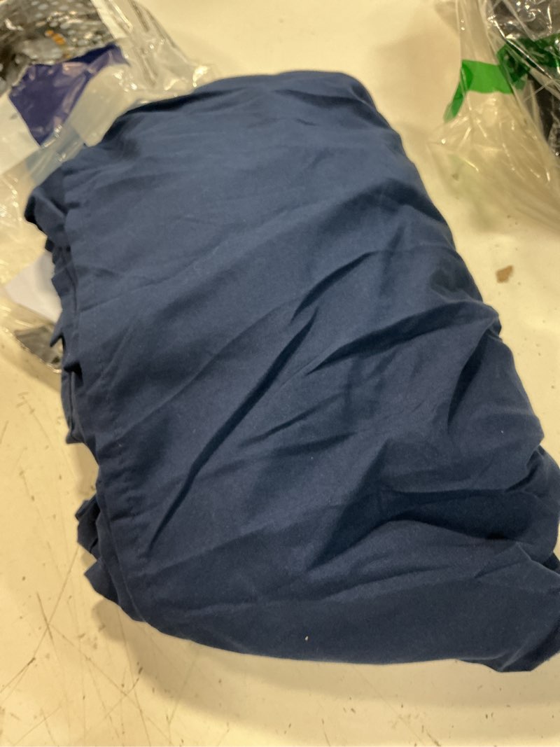 Condition photo showing Good Condition for wrap around dust ruffle bed skirt - navy blue - for full size beds with 15 inch drop - elastic strap - adjustable pleated bedskirt with brushed fabric and wrinkle free - for women, men, kids & teens full/full xl 15" - drop 18 - navy blue