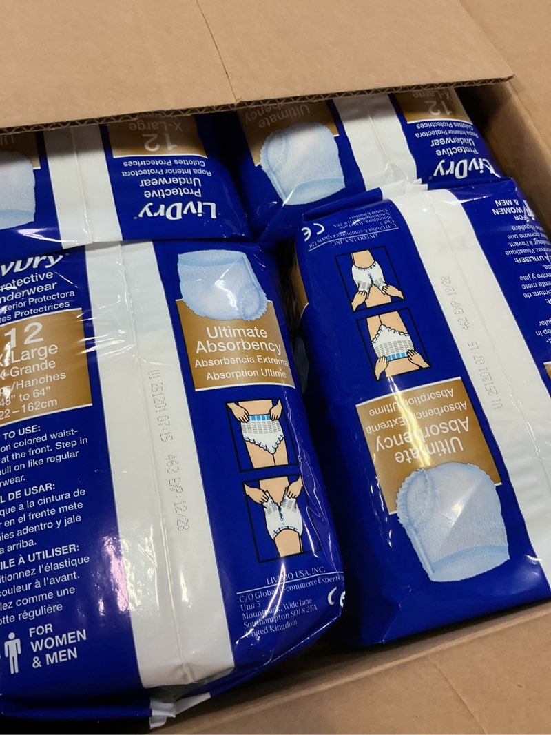 Condition photo showing New/Like New for LivDry Ultimate XL Adult Incontinence Underwear, High Absorbency, Leak Cuff Protection, X-Large, 48-Pack X-Large (48 Count)