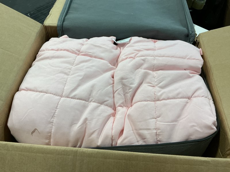 Condition photo showing As Is for Mr. Sandman Weighted Blanket for Adults, Minky Dots Heavy Blanket for Woman,Man Sleeping/Calm, Soft, Cozy and Cooling Weighted Throw Blankets, Machine Washable, 60 x 80in, 20 Pounds, Pink 60 x 80 inches, 20lbs Pink