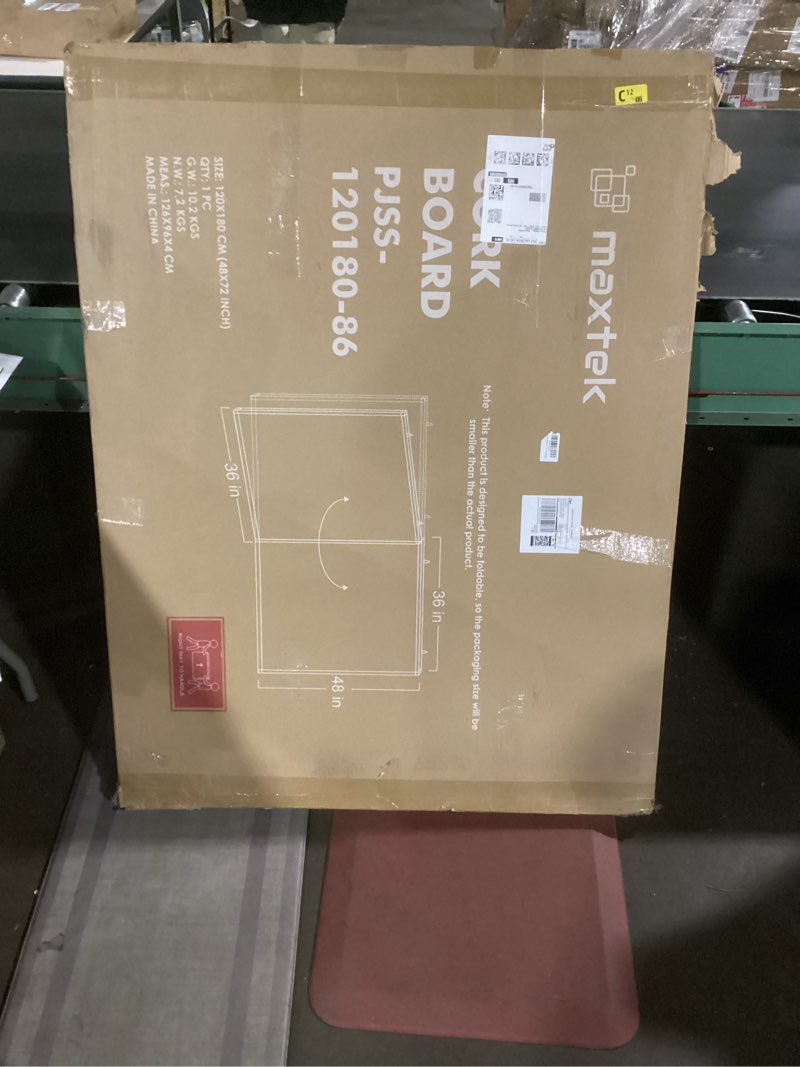 Condition photo showing Good Condition for maxtek Large Cork Board 72 x 48 in, Bulletin Board for Walls, 6'x 4' Extra Aluminum Framed Corkboard, Foldable Wall Mounted Back to School Pin Memo Notice Cork Board for Office, Home Wall Display 72x48 inches Silver