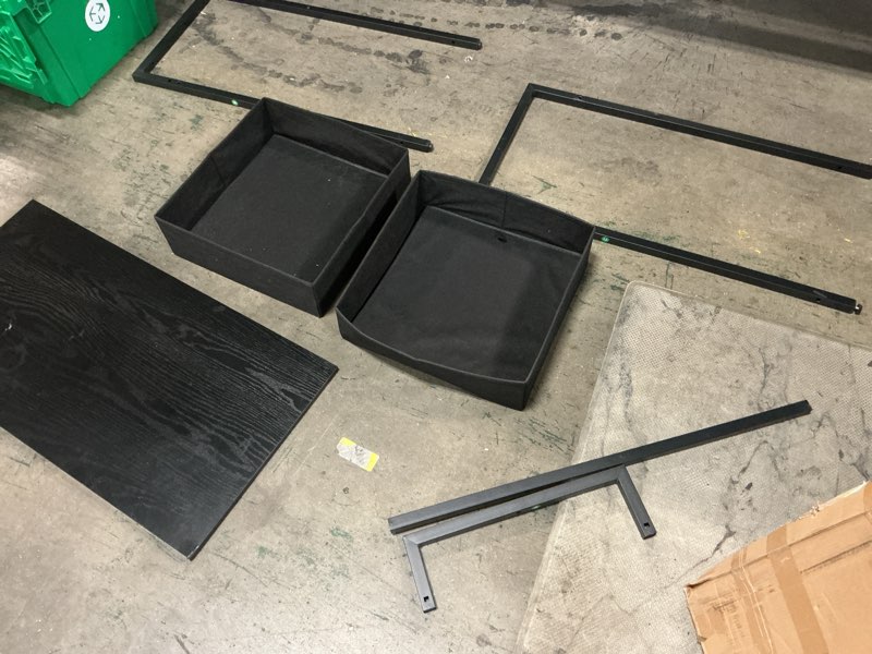 Condition photo showing As Is for pamray 32 inch small computer desk with 2 drawers for bedroom study writing home office table for small spaces black black 32 inch
