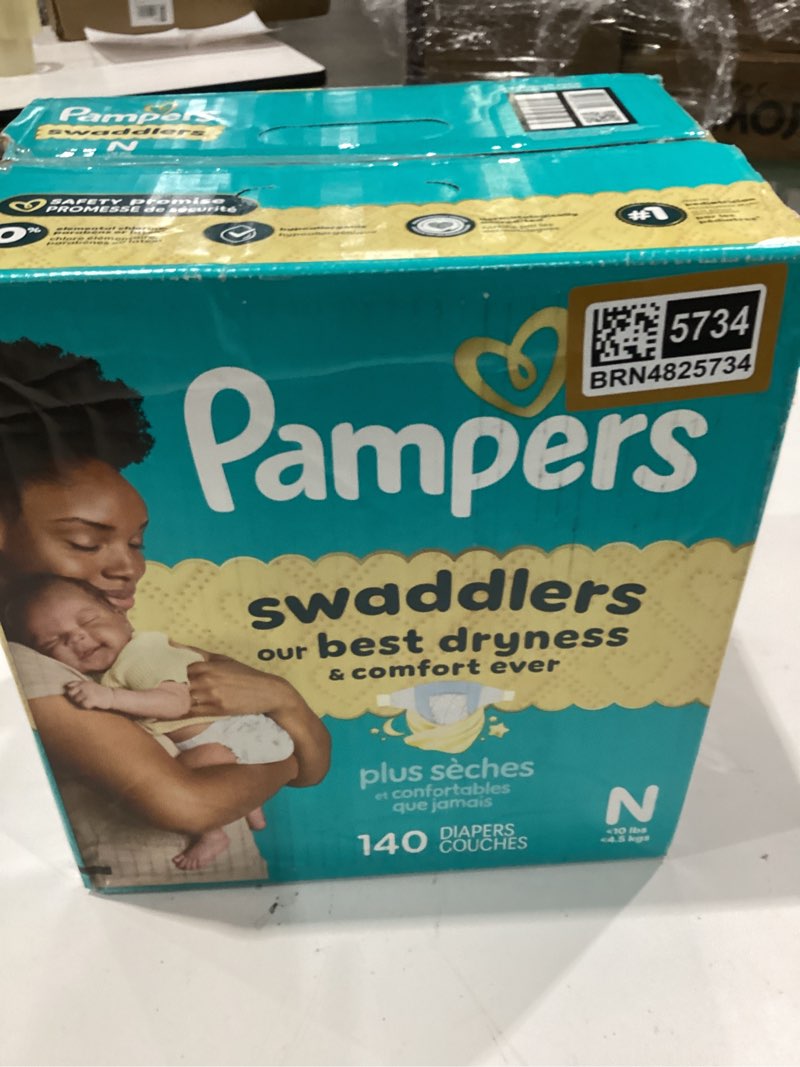 Condition photo showing New/Like New for pampers swaddlers diapers, size 0 (up to 10 lbs), 140 count, absorbent, keeps baby dry and comfortable, skin safe disposable baby diaper (packaging may vary) newborn 140