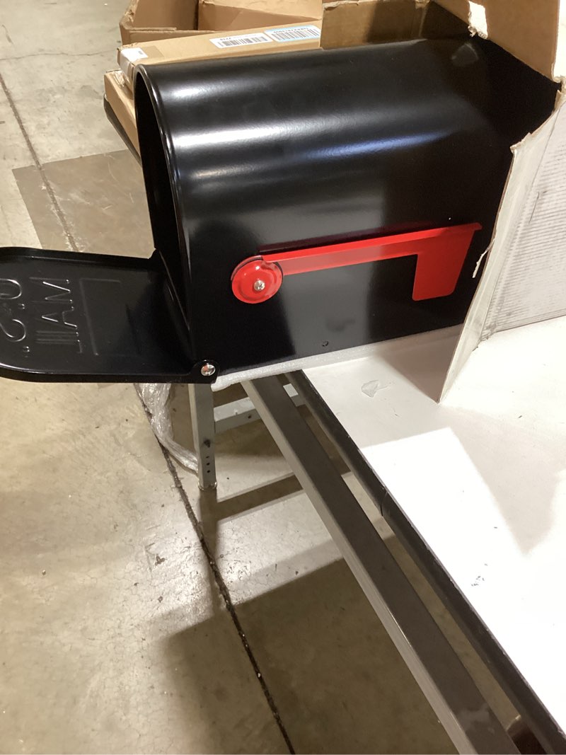 Condition photo showing New/Like New for rainhol black metal mailboxes for outside post mount, standard mail box, galvanized steel heavy duty mailbox, medium capacity, 19 x 8.7 x 6.7 inches