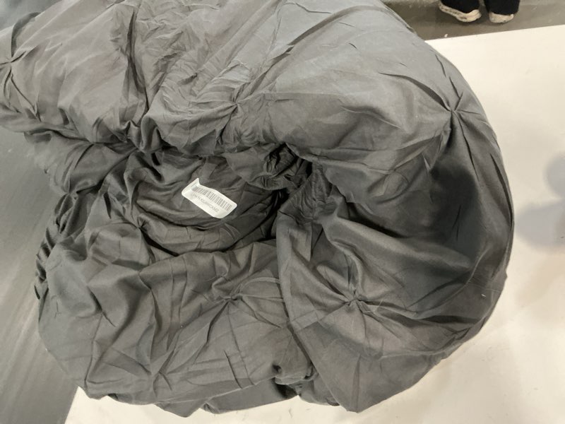 Condition photo showing As Is for CozyLux King Size Comforter Set Dark Grey, 7 Pieces Pintuck Bed in A Bag Gray Comforter King Size, Pinch Pleat Bedding Set with All Season Comforter, Sheets, Pillowcases & Shams Dark Grey King