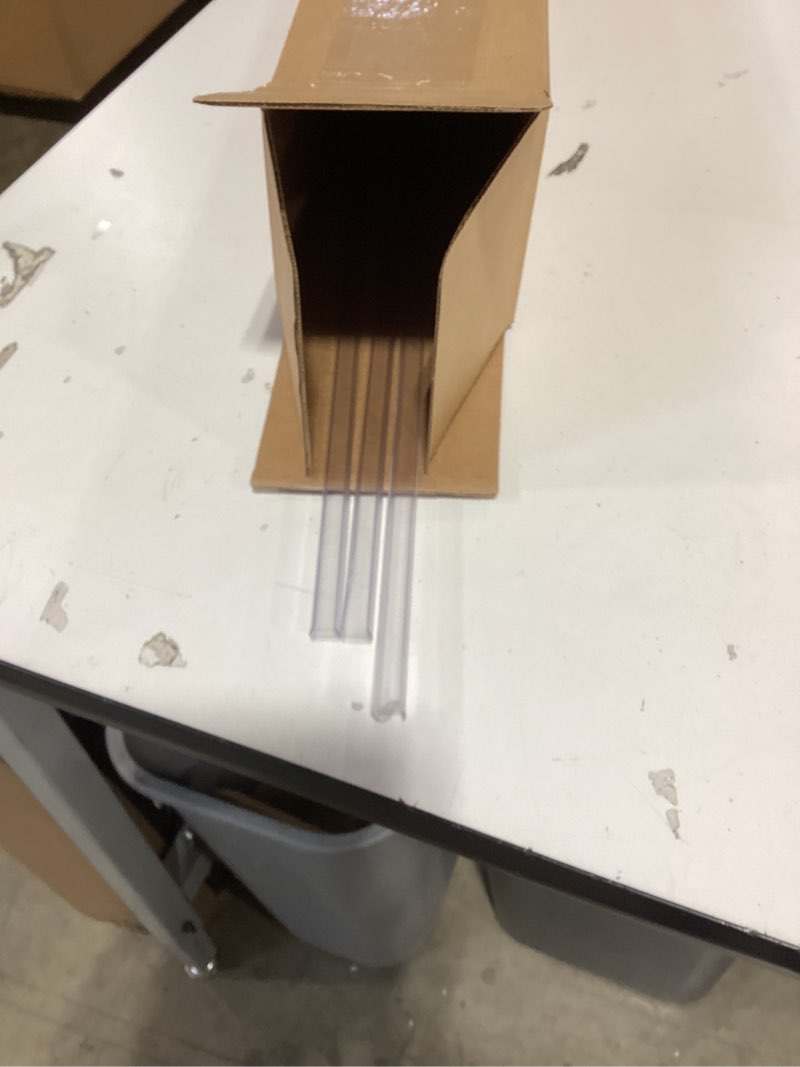 Condition photo showing As Is for uxcell 4pcs cabinet door protector, 18" x 1/2" pvc edge guard slip-on drawer edge protector for 5/16"- 1/2" thick kitchen cabinets door, clear 18" x 1/2", for 5/16"- 1/2" thick clear 4
