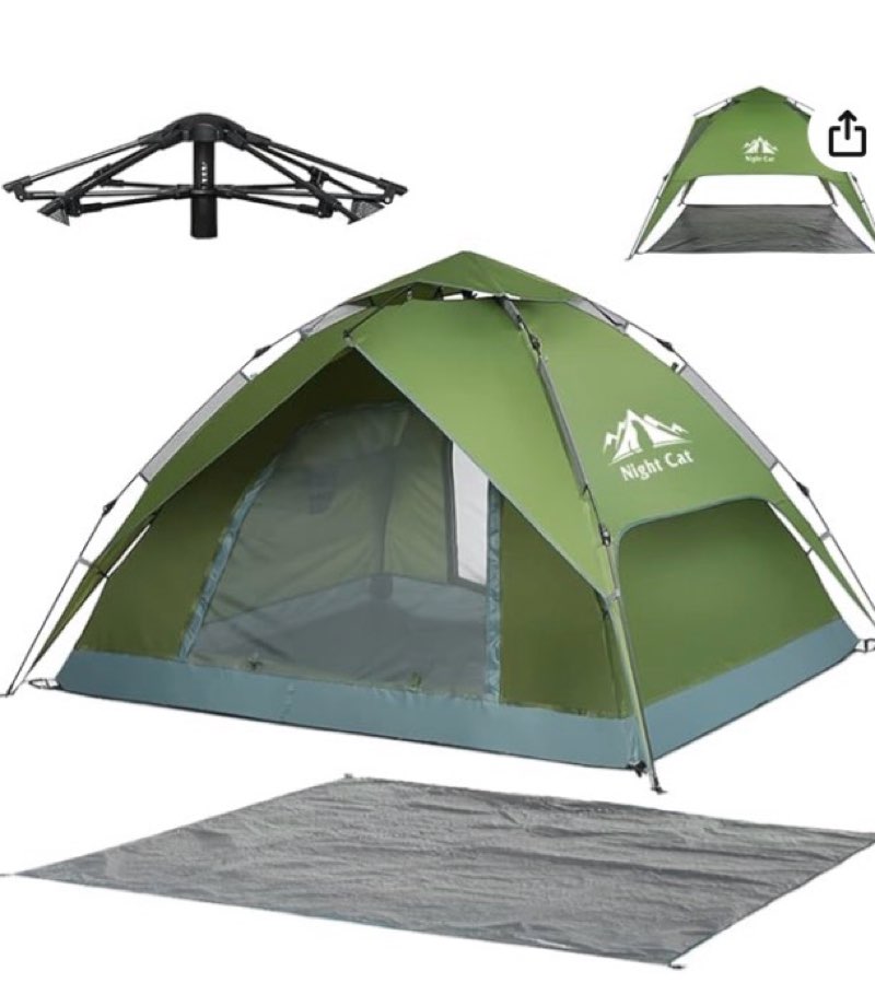 night cat instant popup tents 2-3 persons with footprint tarp easy setup camping tent with rainfly double layers waterproof automatic hydraulic mechaism blue 2-3 persons (7.9*6.6*4.6ft)