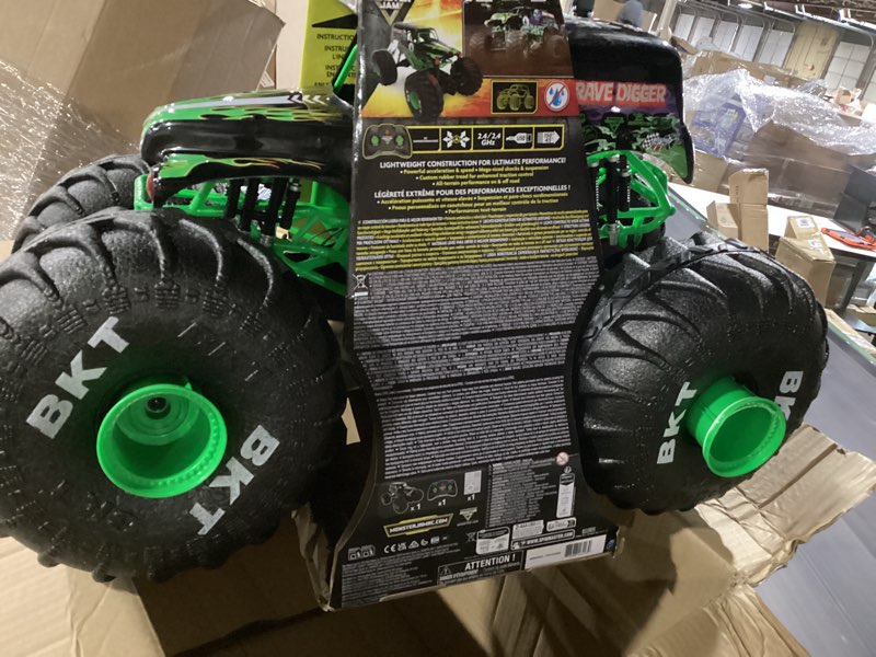 Condition photo showing Good Condition for monster jam, official mega grave digger all-terrain remote control monster truck, over 2 ft. tall, 1:6 scale, kids toys for boys and girls ages 4 and up mega grave digger (v2)