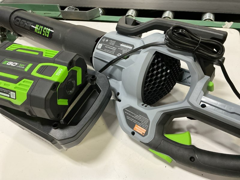 Condition photo showing As Is for ego power+ 56-volt 765-cfm 200-mph battery handheld leaf blower 5.0 ah battery included charger included