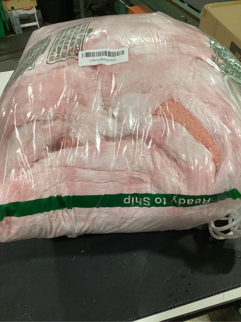 Condition photo showing As Is for homemate electric heated blanket queen size - 84"x90" heating blanket queen size dual control 1/2/4/6/8 hours auto-off 10 heat level over-heat protection luxury faux fur sherpa etl certification 03 - pink 84"x90"