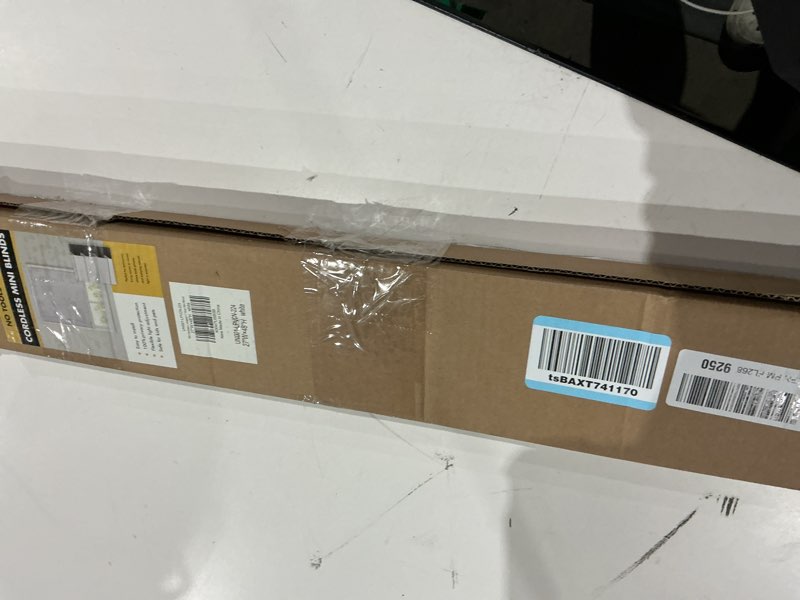Condition photo showing New/Like New for no drill blinds for windows 1" vinyl l-shaped slats cordless mini blinds for home, for window size 27" w × 48" h white white 27" w × 48" h