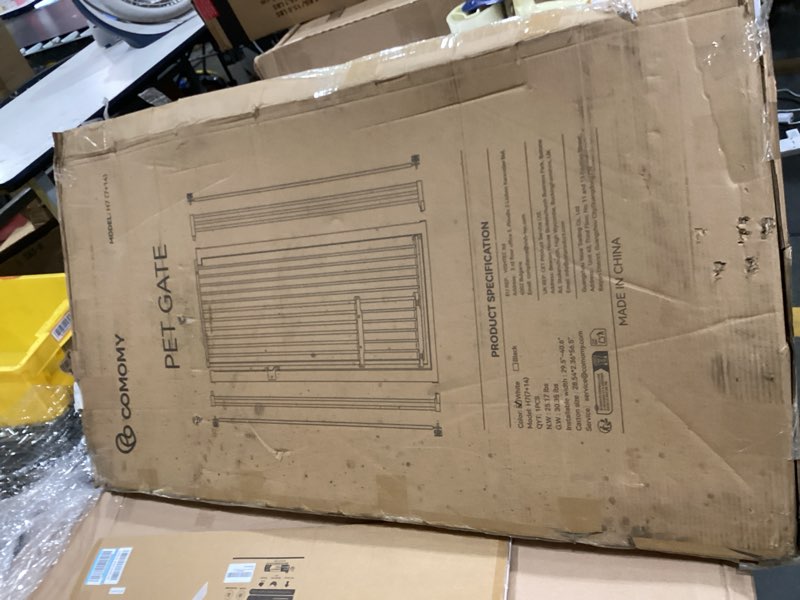 Condition photo showing New/Like New for comomy 55.1" extra tall pet gate for cats, extra wide cat gate with adjustable cat door, pressure mounted easy walk through pet gate with door for stairs, doorways, kitchen(white, 29.5-40.6")