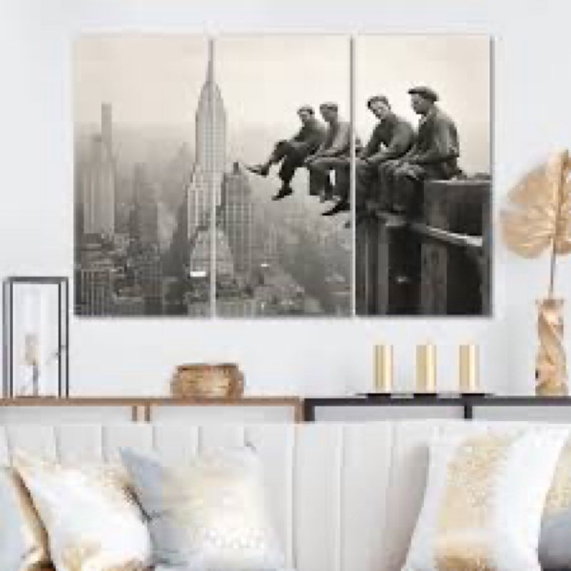 Vintage New York Empire State Building Workers - City New York Canvas Art Print Set