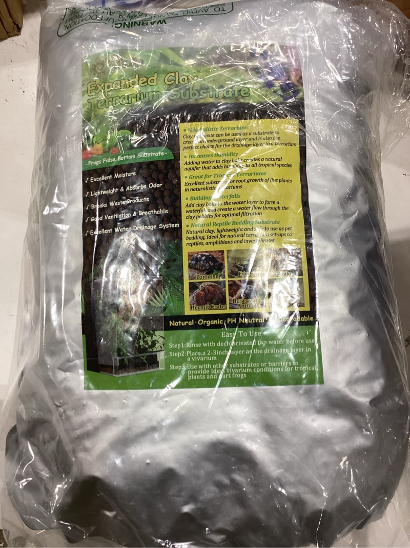 Condition photo showing New/Like New for Riare 10LBS Expanded Clay Balls Terrarium Substrate for Reptiles - 100% Organic Lightweight Clay Pebbles Substrate Frogs False Bottom Substrate, Bioactive Terrarium Substrate for Drainage and Moisture