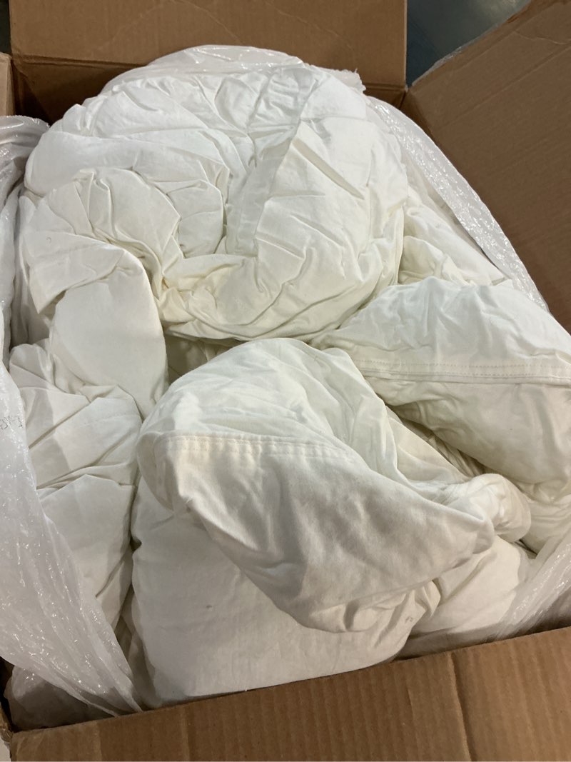 Condition photo showing As Is for european linen duvet cover set, full/queen, grey/white stripe