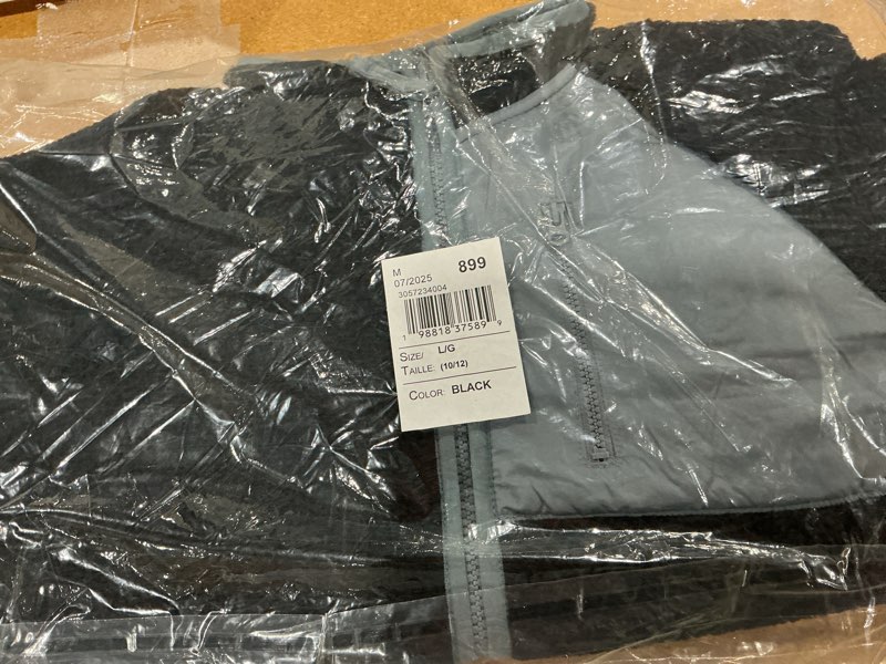 Condition photo showing New/Like New for the children's place boys' long sleeve sherpa fleece full zip jacket large black zise l/g