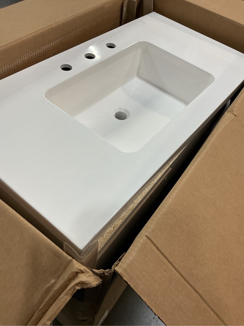 Condition photo showing Good Condition for style selections cauley 36-in white single sink bathroom vanity with white cultured marble top