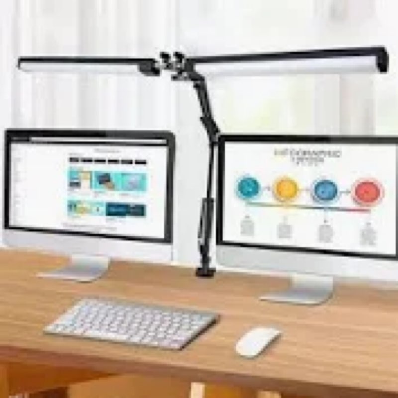 LED Desk Lamp for Office Home, 31.5" Architect Desk Light with Clamp Dual Screen Computer Monitor, 1