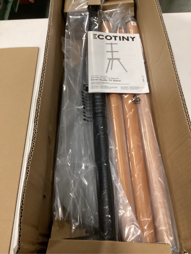 Condition photo showing Good Condition for Tripod Easel TV Stand for 43 to 65 Inch LCD LED OLED Screen, Height Adjustable and Swievel TV Stand, Portable Corner TV Floor Stand with Wooden Tray, VESA 400x400mm, Minimalist Black Walnut Black+Walnut