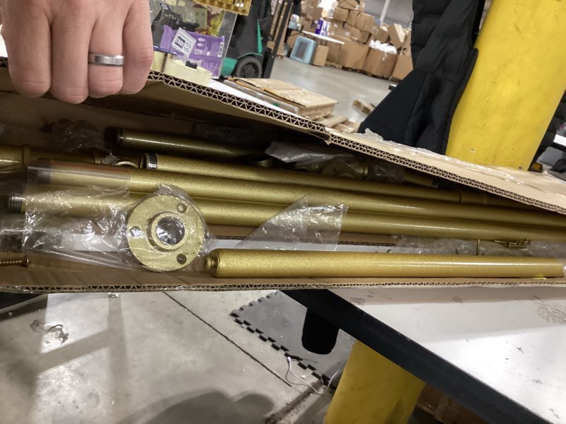 Condition photo showing As Is for DR.IRON Industrial Pipe Clothing Racks with 2 Tier Shelves, Wall Mounted Black Clothes Rack with Double Hanging Rods Heavy Duty Garment Storage Rack Display Racks Rod for Clothes,Laundry Room Black-2shelf