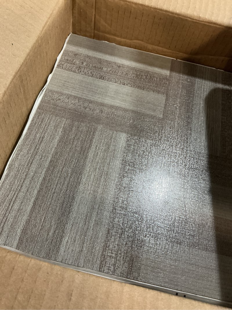 Condition photo showing Good Condition for Tivoli Self Adhesive Vinyl Floor Tiles, 45 Tiles - 12" x 12", Ash Grey Wood- Peel & Stick, DIY Flooring for Kitchen, Dining Room, Bedrooms, Basements & Bathrooms by Achim Home Decor