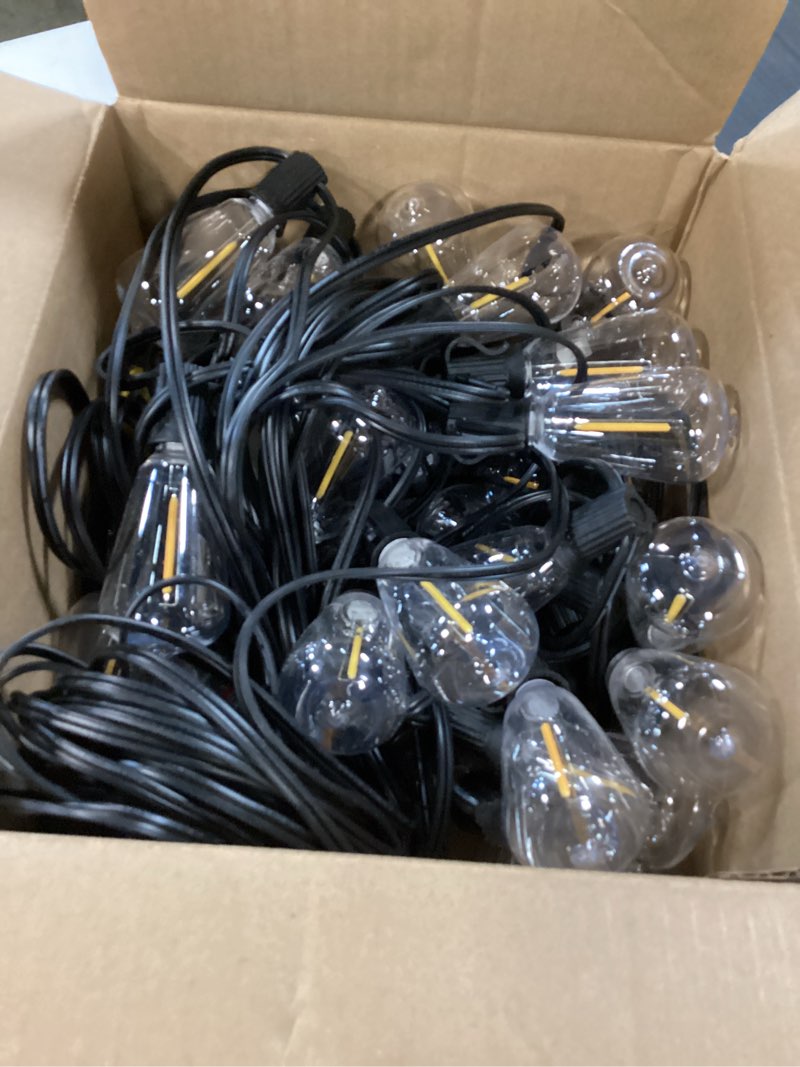 Condition photo showing Good Condition for addlon 100ft(50ft*2) led outdoor string lights with remote waterproof patio lights with 54 shatterproof st38 replaceable bulbs(4 spare), dimmable outside hanging lights connectable for porch, backyard 100ft(50 sockets)