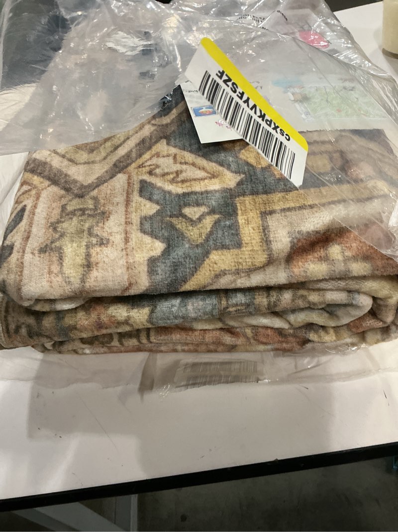 Condition photo showing Good Condition for kokia 6x9 washable area rugs terracotta with vintage orient design, soft rug for living room or bedroom, non-slip low pile stain resistance features, distressed medallion pattern 6' x 9' (rectangular) 01/terracotta/almond/midnight/toffee