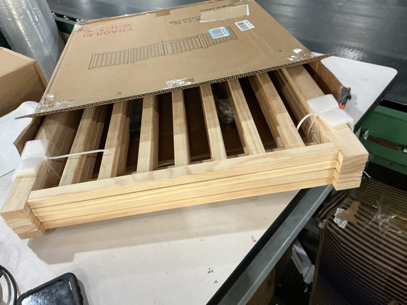Condition photo showing As Is for YOCAN Paint-Free Wooden Freestanding Dog Gates with Door for The House,Doorways, Stairs,Wood Dog Fences Indoor Pet Gate,Step Over Fence-4 Panel ?4 Panels With Door?23.6"H
