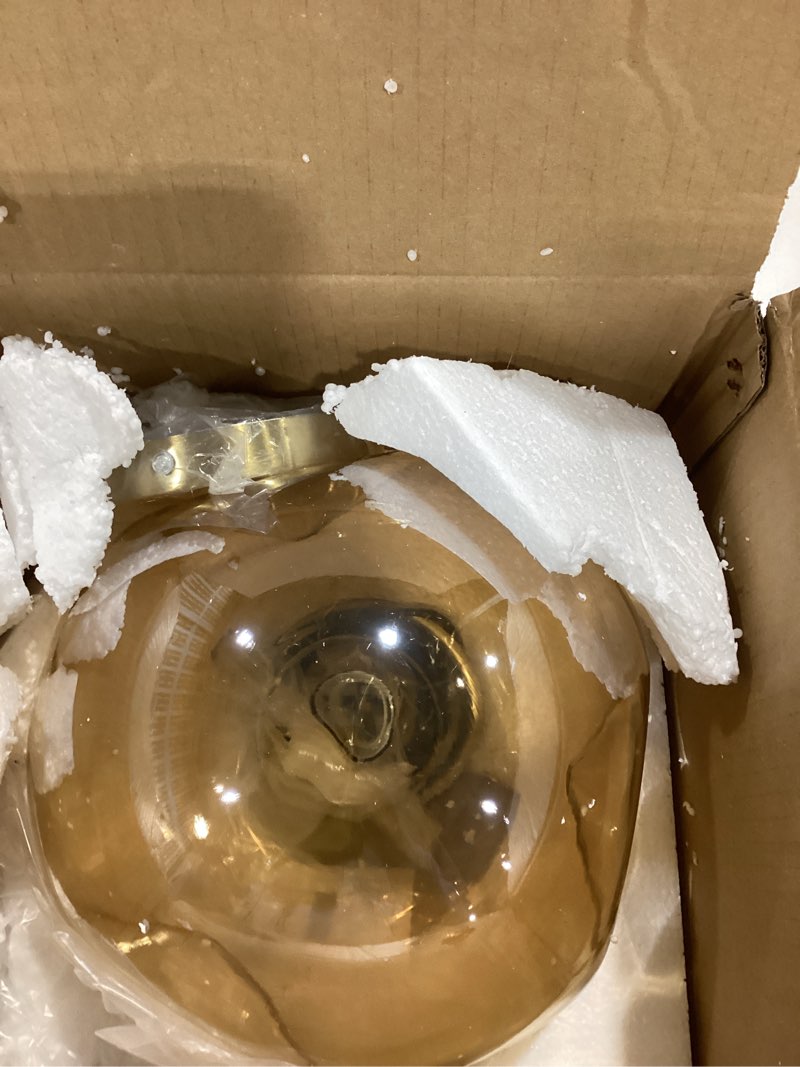 Condition photo showing New/Like New for Brikey Glass Spherical Pendant Light,Gold Iron & Glass Globe Hanging Ceiling Lamp (9.8‘’, Amber) 9.8‘’ Amber