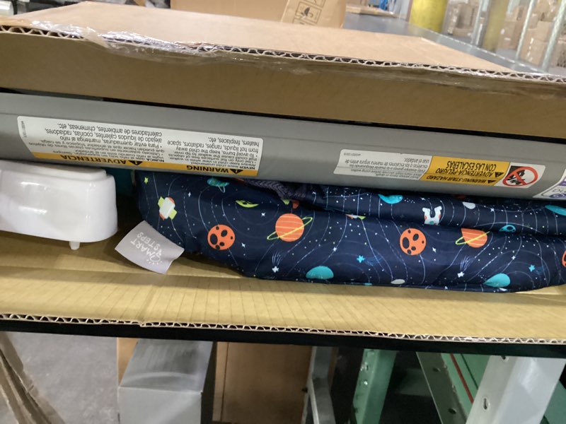 Condition photo showing Good Condition for smart steps trend activity walker and entertainer with removeable toys, large tray, cup holder, adjustable height and flat fold frame for storage, ages 6 months +, space walk navy