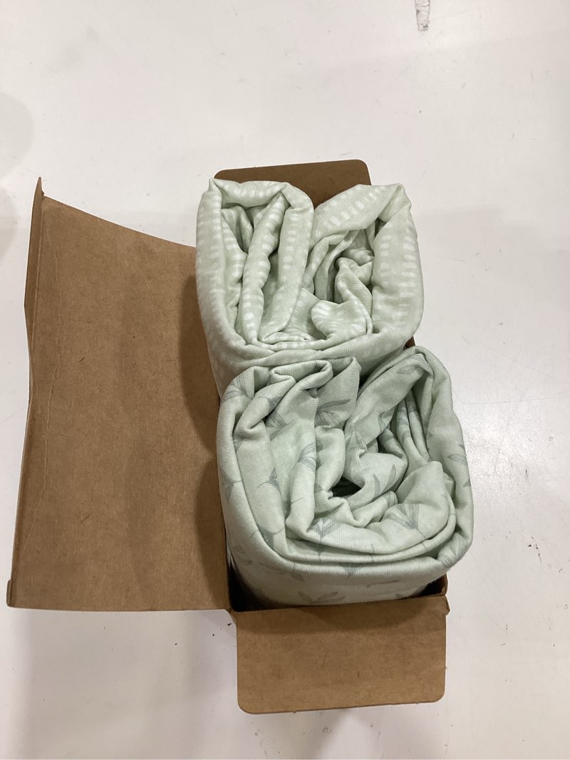 Condition photo showing Good Condition for 2-pack mini crib sheets fitted - 38x26 pack n play sheets for pack and play mattress, organic cotton, soft & breathable playard bedding, neutral mini toddler bed cover for boys, girls (fleur)