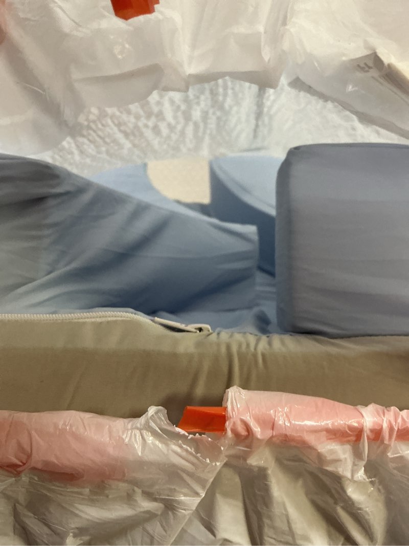 Condition photo showing Good Condition for side sleeper pillow with arm hole, adjustable shoulder pillow for side sleepers, memory foam pillows provides support & reduces arm pressure, cooling nylon arm piliows, cuff pain relief, blue blue 23.6*15.7*6.5in