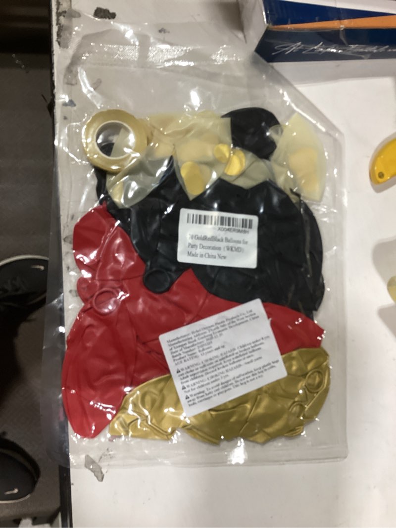 Condition photo showing New/Like New for red black and gold balloons, 60pcs 12inch red black gold confetti balloons for birthday casino party decorations