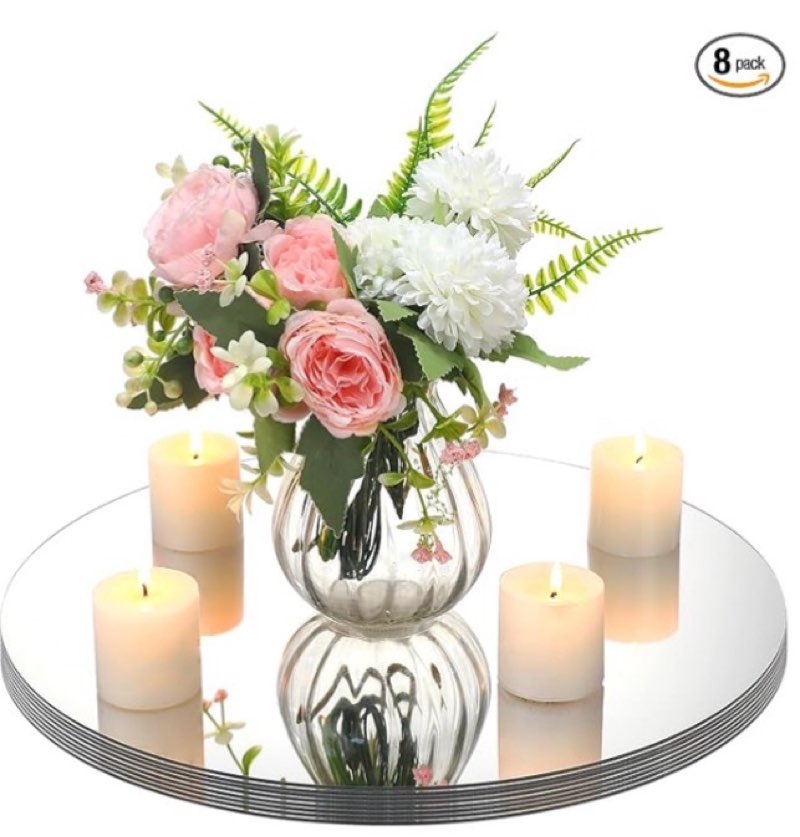 Amyhill 8 Pcs Round Mirrors for Centerpieces Table Decorations Acrylic Circle Mirrors Tray Candle Pl
