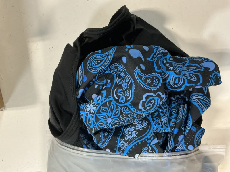Condition photo showing Good Condition for women tankini swimsuits with shorts - two piece tummy control bathing suits top with two pockets bottom swimwear medium blue paisley