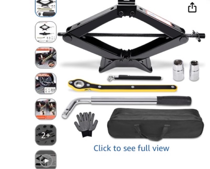 scissor car jack 3 ton (6610 lbs) tire changing kit with lug wrench - emergency kit for car, suv, mpv