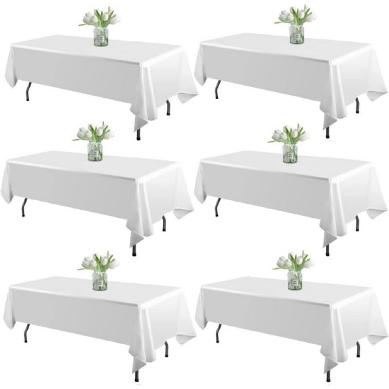Horaldaily 6 Pack White Tablecloth 60×84 Inch Rectangular, Stain and Wrinkle Resistant Washable Tabl