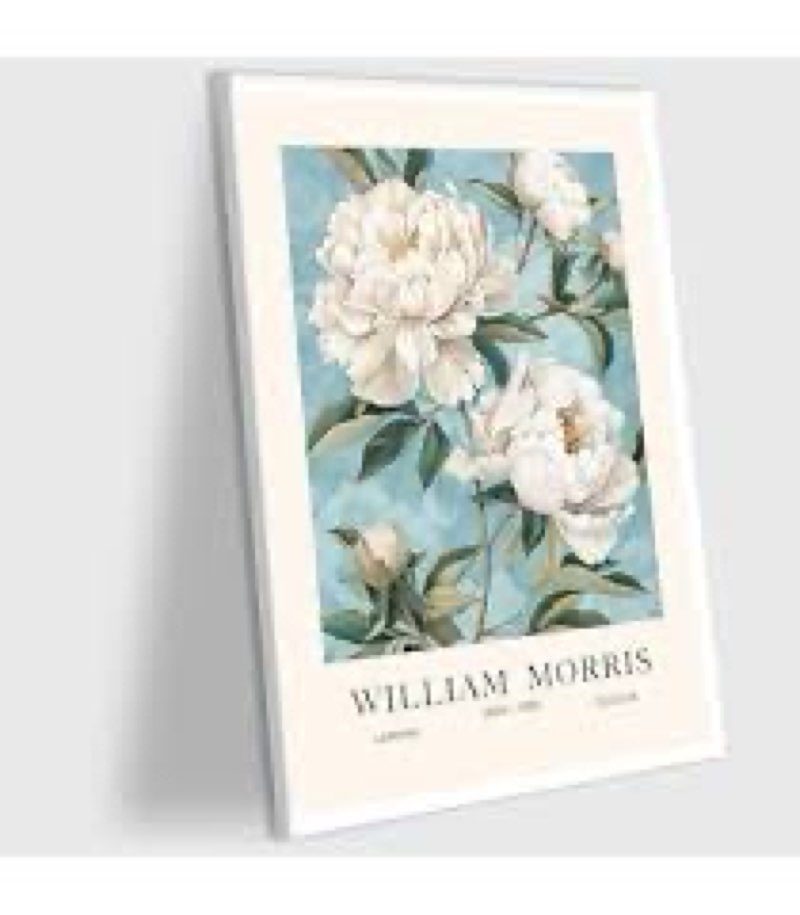 William Morris Style Canvas Wall Art Botanical Poster Print White Peony Flower Gallery Home Decor Pa