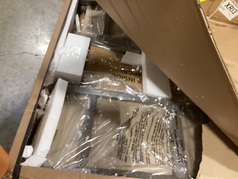 Condition photo showing As Is for Signature Design by Ashley Bridson 5 Piece Dining Room Set, Includes Table & 4 Ladderback Barstools, Wood, Gray Grey Square INCOMPLETE 