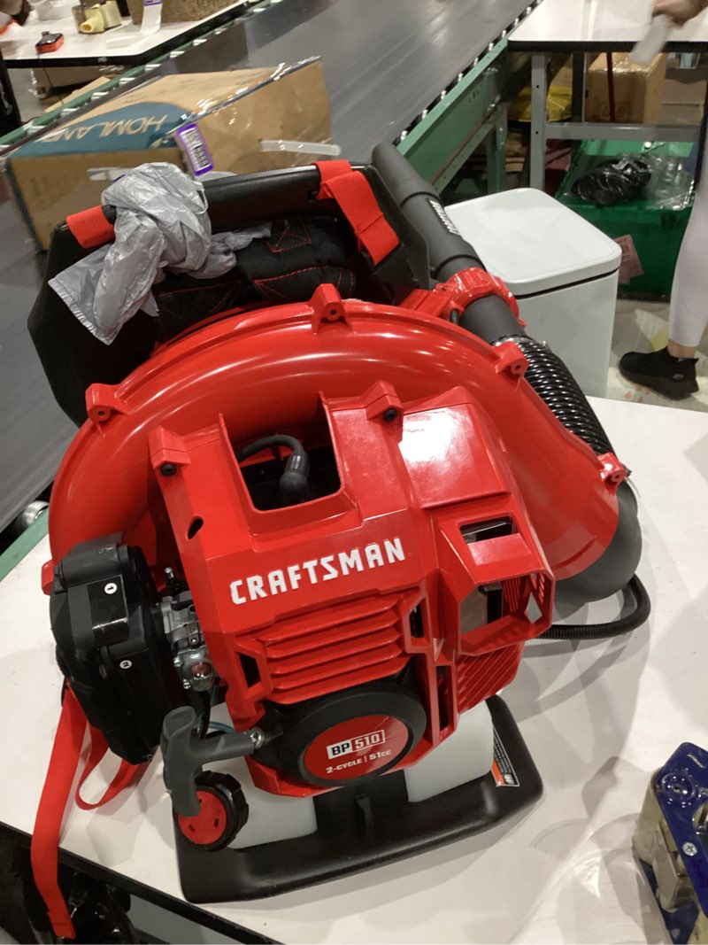 Condition photo showing As Is for craftsman bp510 51-cc 2-cycle 600-cfm 220-mph gas backpack leaf blower
