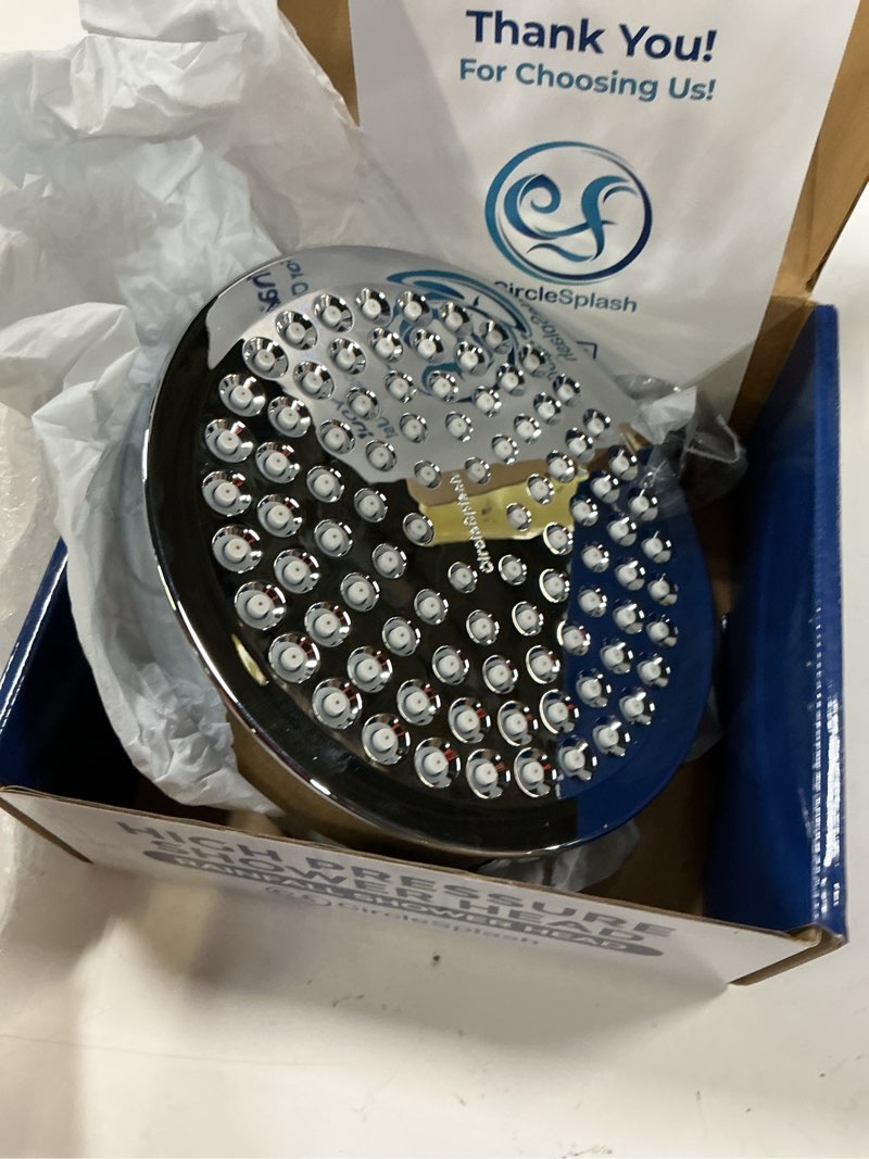 Condition photo showing Good Condition for high pressure shower head - anti-clogging silicone nozzles - 2.5 gpm removable restrictor - easy to clean adjustable replacement - easy to install with plumbers tape - 6 inch - classic chrome finish chrome 2.5gpm