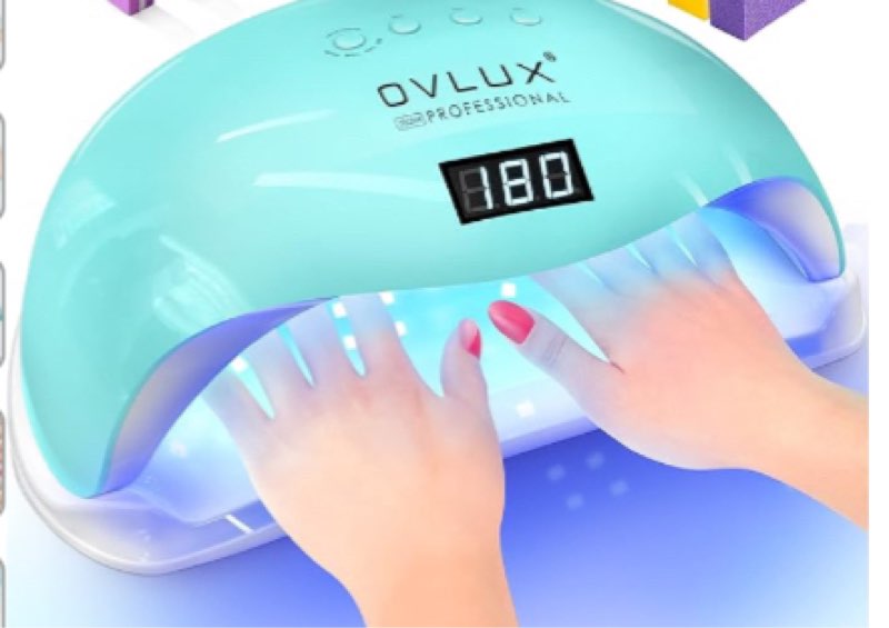 uv led nail lamp 180w, professional nail dryer gel polish light, uv nail light with 57 bulbs, 16 files & buffers, nail polish curing gel led dryer, professional nail art tools - color tiffany
