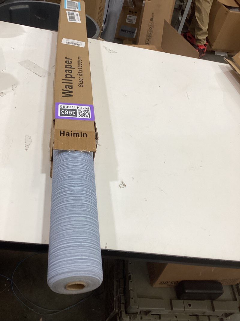 Condition photo showing Good Condition for haimin grasscloth wallpaper textured 24in x 393in fabric contact paper grey blue wall paper textured linen peel and stick self-adhesive thick vinyl embossed film wallpaper (gray blue) gray/blue
