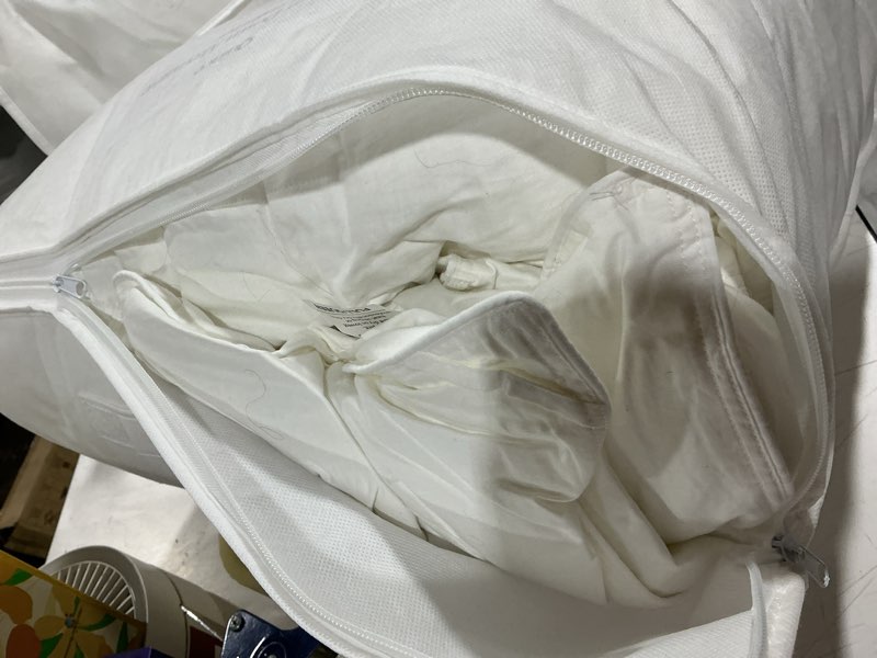 Condition photo showing As Is for quince premium down duvet insert. full/queen. all-season