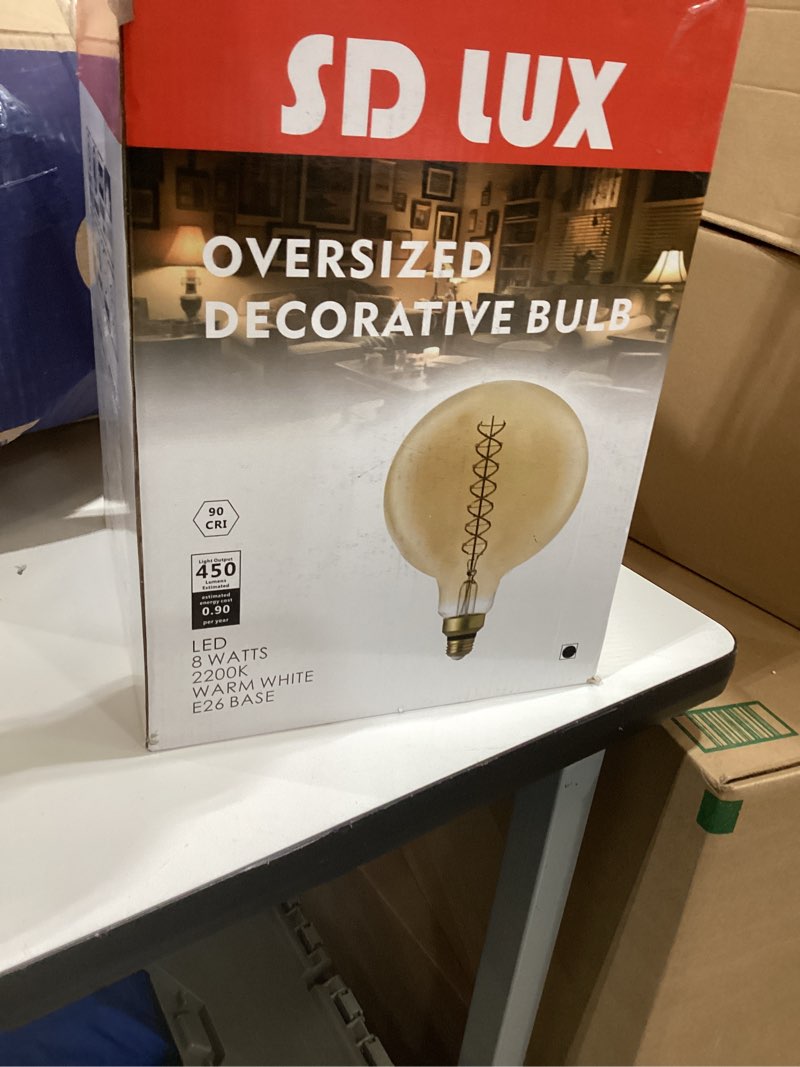 Condition photo showing As Is for SD LUX Oversized Vintage Giant LED Light Bulb Huge Edison Bulb- Dimmable, 8W 450LM (50W Equi), G63(G200) Warm White 2200K, Medium E26 Base - Perfect for Decorative Pendant Lighting, 1 Pack(G200)