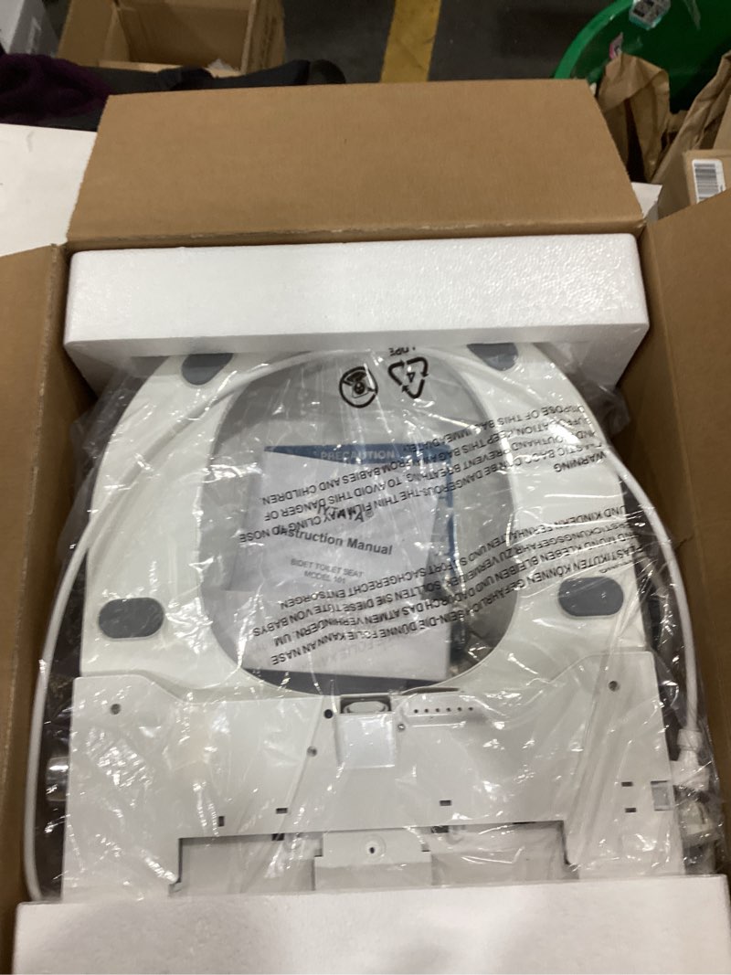 Condition photo showing item condition for Electric Bidet Toilet Seat, Warm Water with Air Dryer, Heated Seat and Slow Close Lid, Front and Rear Wash, LED Nightlight, Wireless Remote, Black, Round, 102D