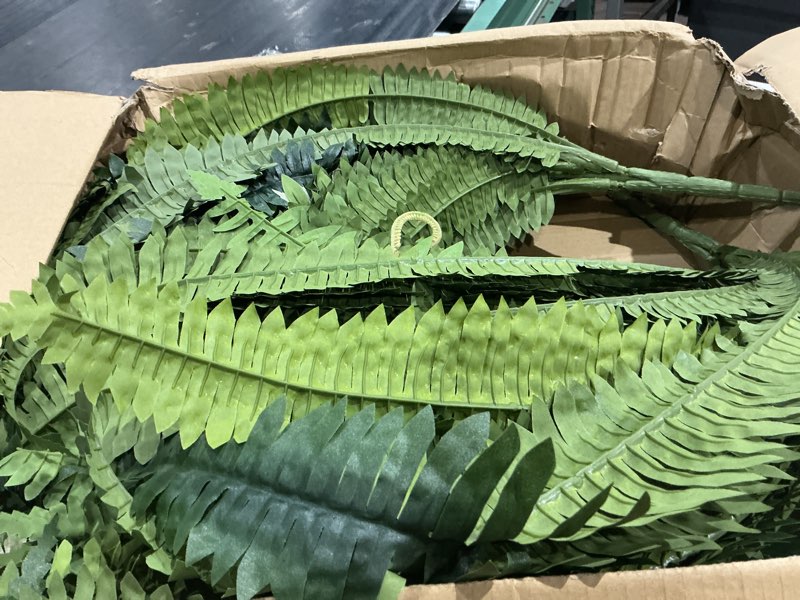 Condition photo showing Good Condition for martine mall 2pcs 48''/ 88 leaves xxl large fake ferns artificial ferns for outdoors, uv resistant faux boston fern for outdoor planter realistic hanging artificial fake plants for porch patio 2 pcs green