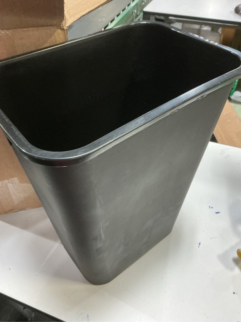 Condition photo showing Good Condition for Amazon Basics Rectangular Commercial Office Wastebasket, Easy to Clean, Space-Saving, 10 Gallon, Black Black 10 Gallon (Pack of 1)