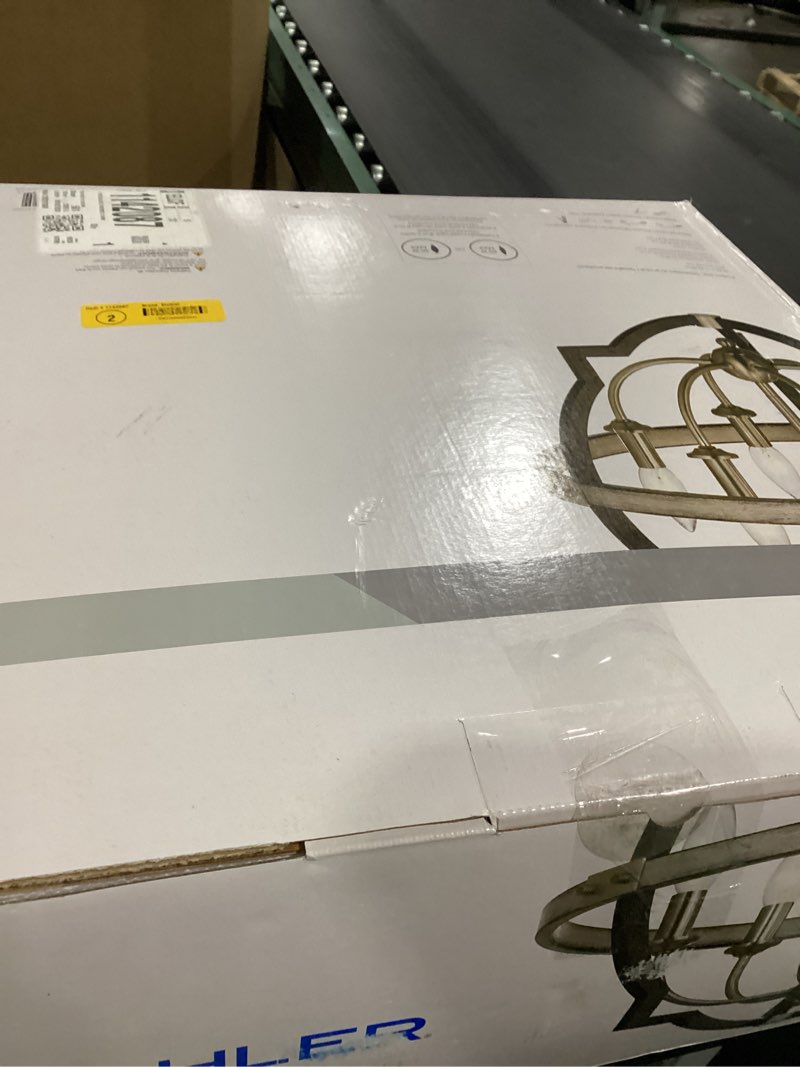 Condition photo showing As Is for Kichler Elula 6 -Light Antique Steel Mixed material Chandelier