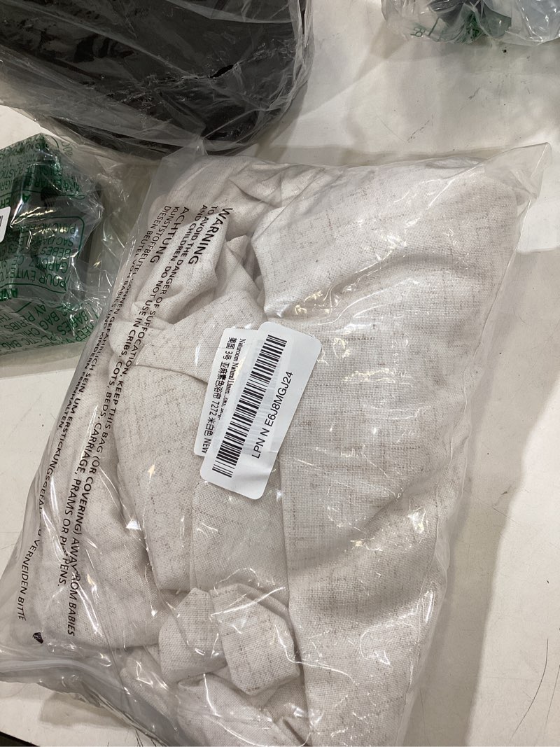 Condition photo showing New/Like New for naturoom natural linen shower curtain, country boho farmhouse bath decor shower curtains neutral cloth weighted textured fabric bath curtain liner with hooks, beige white, 72x72 beige white 72"w x 72"l (pack of 1)